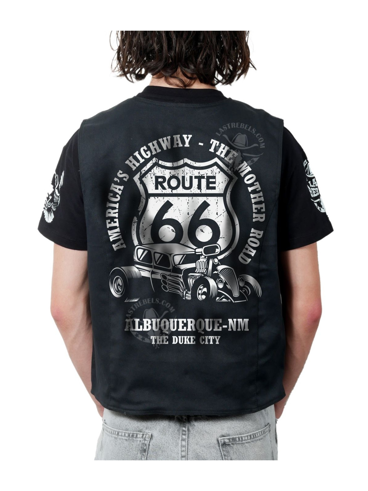 Gilet danse country homme LAST REBELS - Route 66, La Route de l'Amérique - Impression dos