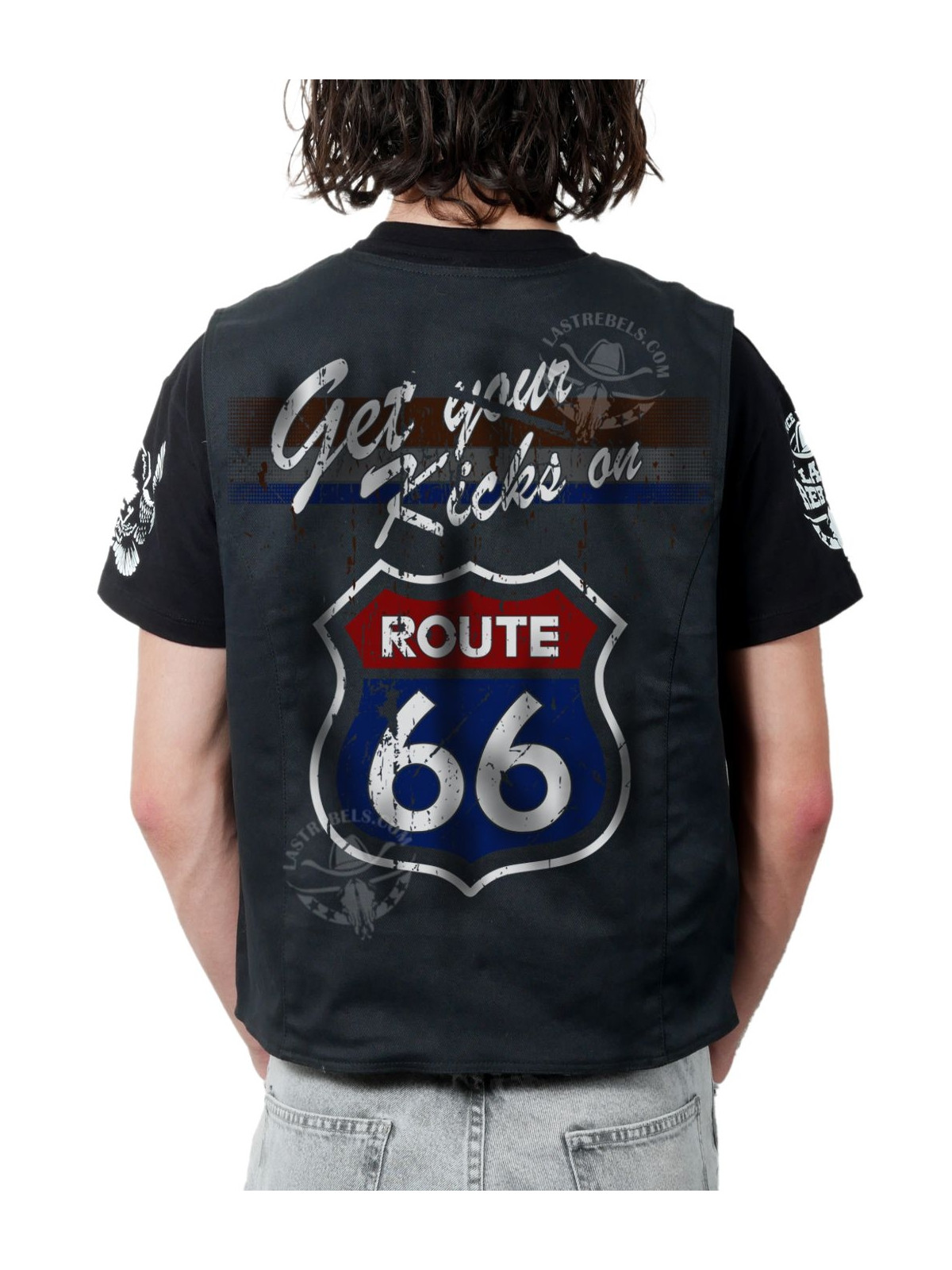 Gilet Danse Country homme "Route 66" Get your kicks on - Impression dos