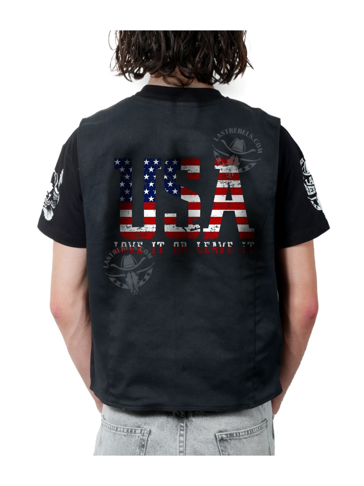 Gilet danse country homme LAST REBELS - USA, Terre de Liberté - Impression dos