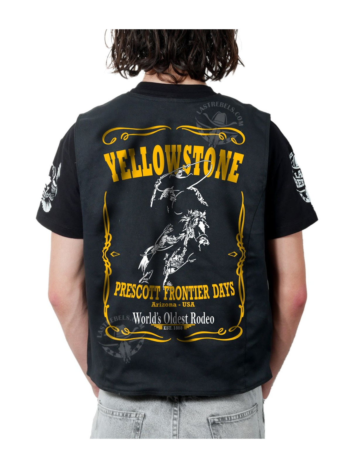 Gilet danse country homme LAST REBELS -Prescott, Le Plus Ancien Rodéo - Impression dos