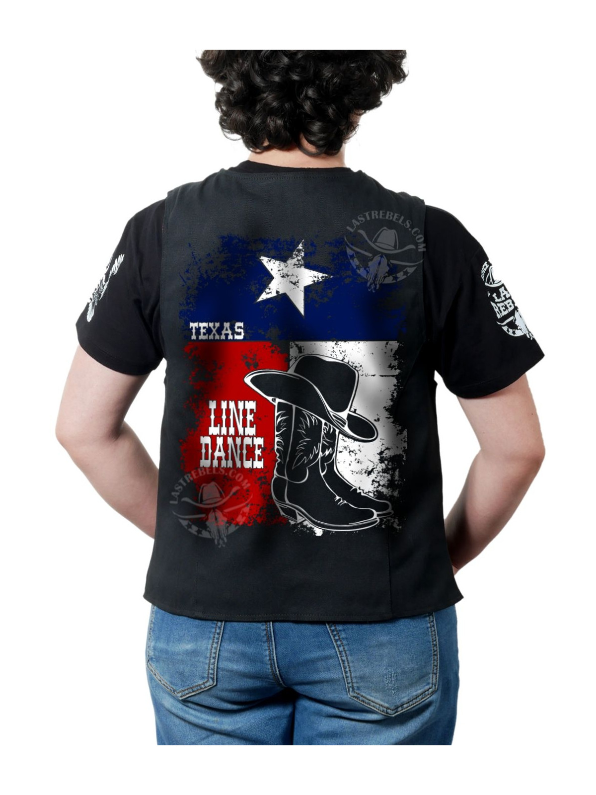 Gilet femme Country bottes & chapeau – LAST REBELS Texas Line Dance - Impression dos