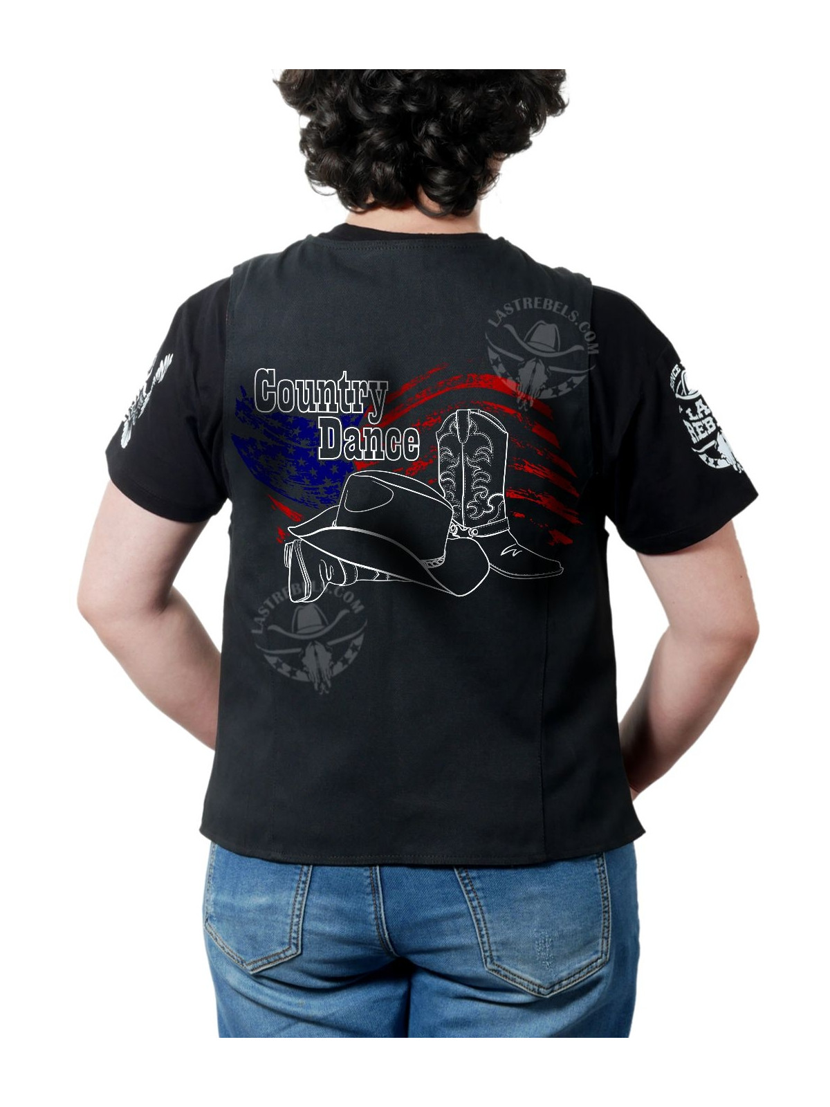 Gilet femme Country bottes & chapeau – LAST REBELS USA style - Impression dos