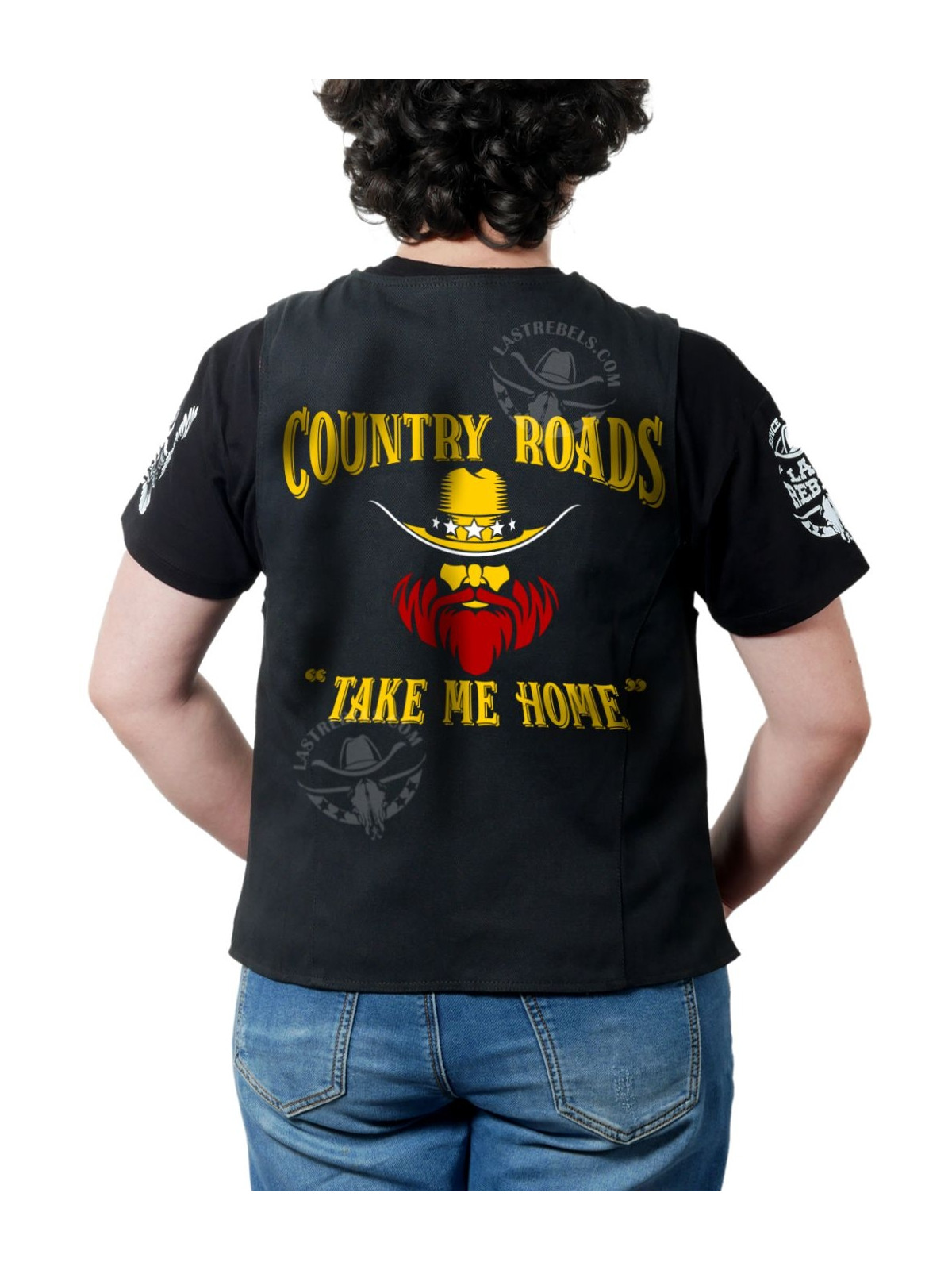 Gilet femme Country "Take Me Home" – LAST REBELS hommage Denver - Impression dos