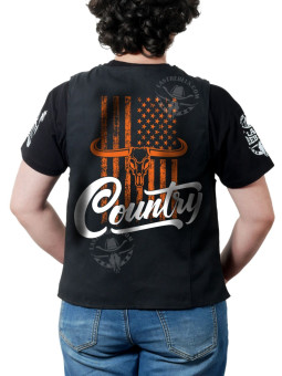 Gilet femme Country Longhorn & USA – LAST REBELS esprit Western - Impression dos