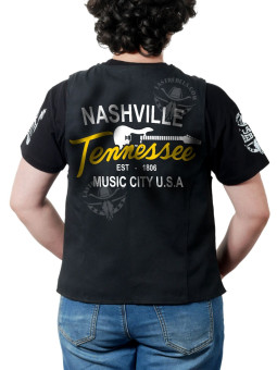 Gilet femme Country "Nashville Tennessee" – LAST REBELS officiel - Impression dos