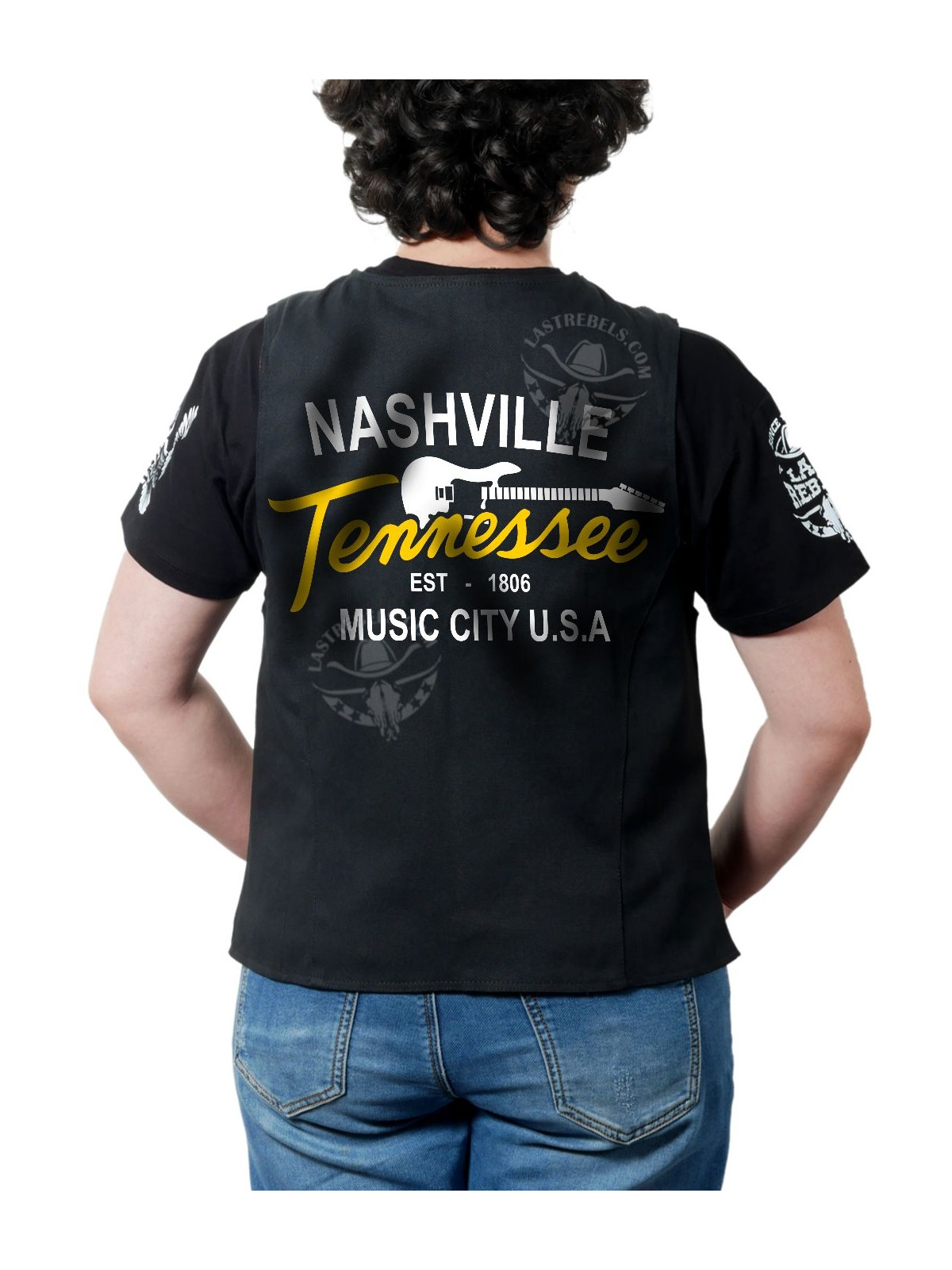 Gilet femme Country "Nashville Tennessee" – LAST REBELS officiel - Impression dos