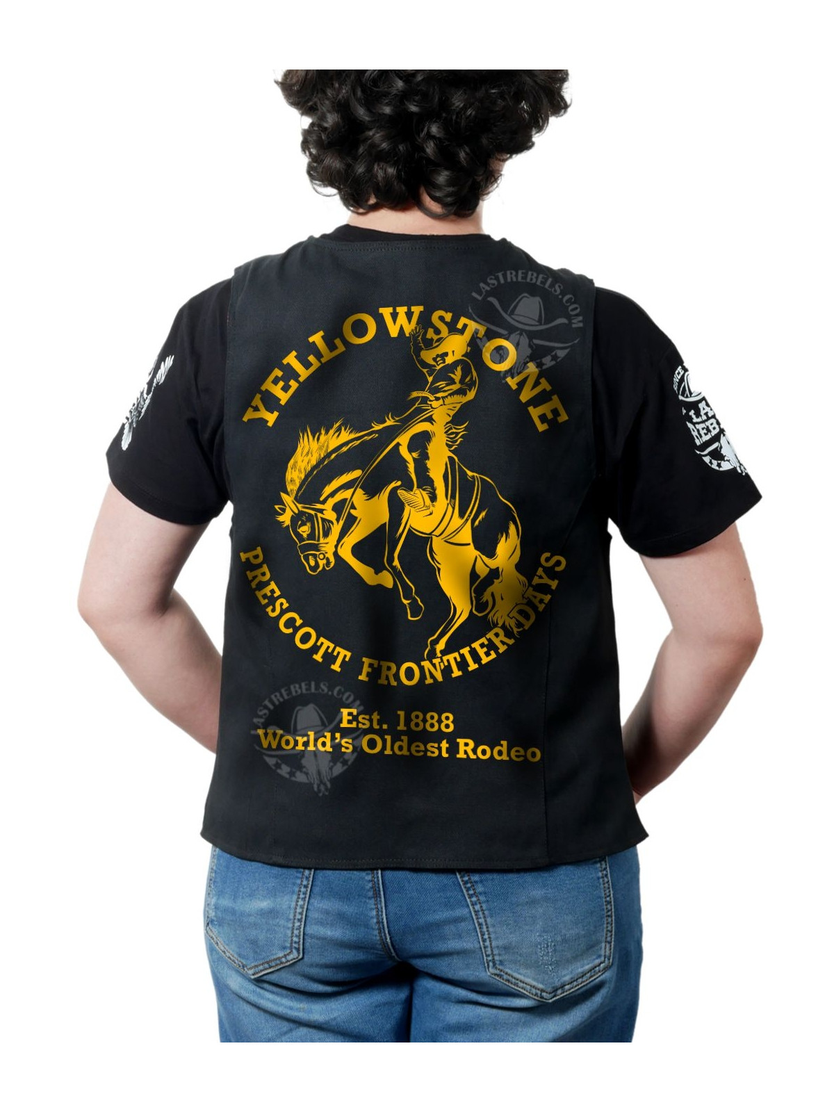 Gilet femme Country "Yellowstone & Rodéo" – LAST REBELS western - Impression dos Gilet femme Country "Yellowstone & Rodéo" – LAST REBELS western - Impression dos
