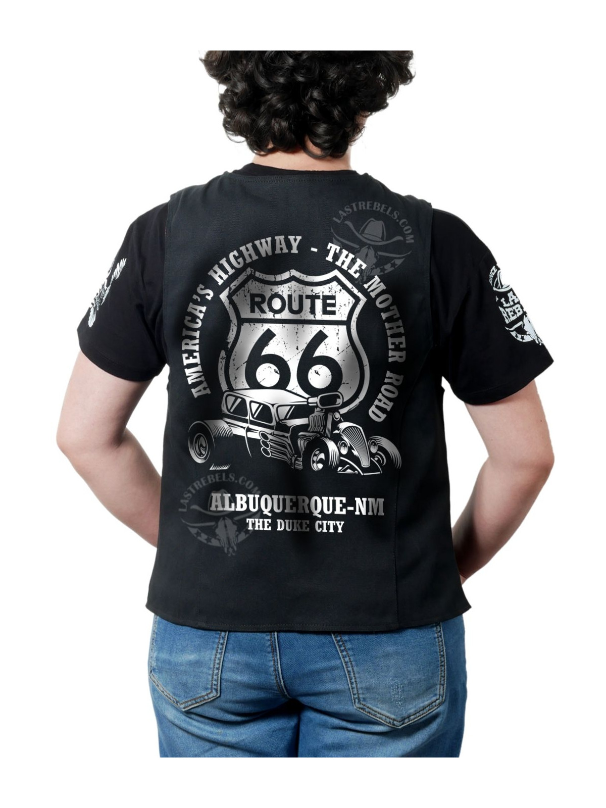 Gilet femme Country "Route 66 America's Highway" – LAST REBELS - Impression dos