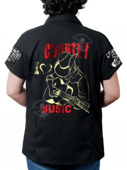 Chemise danse country femme "I ❤ Country Music" LAST REBELS - Impression dos