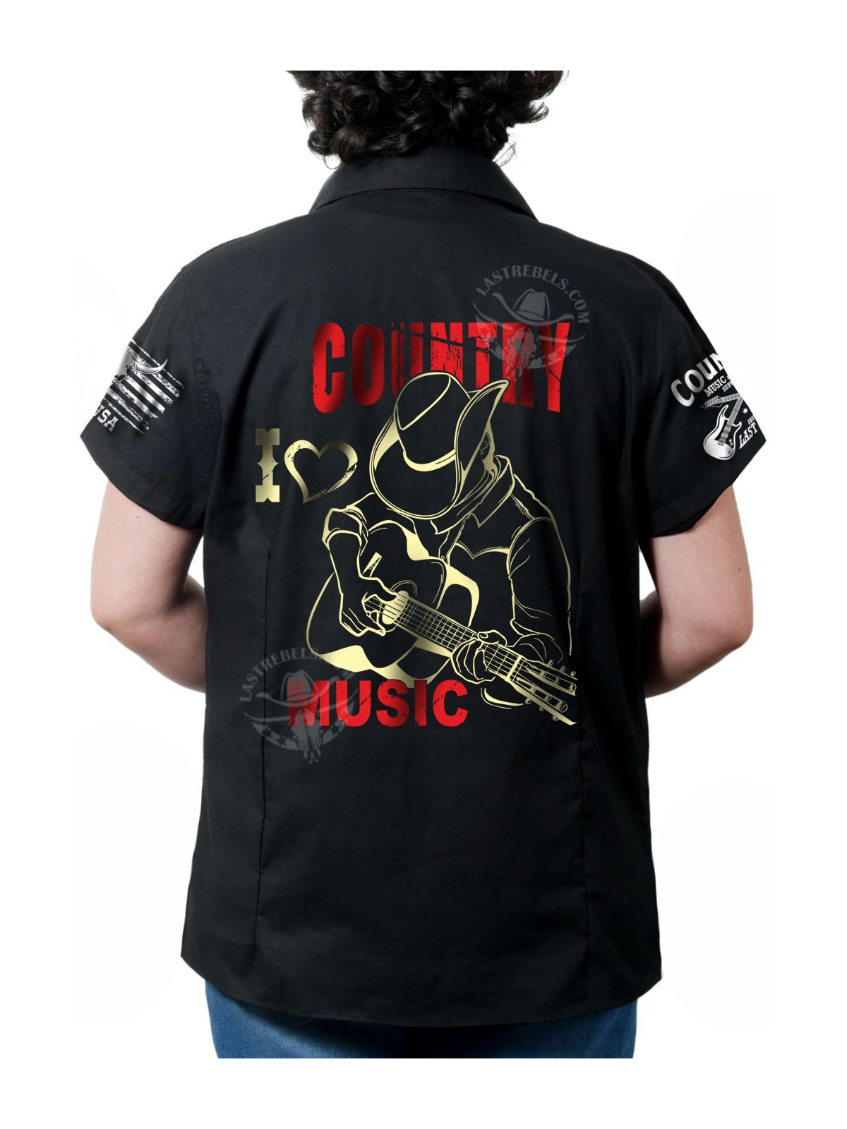 Chemise danse country femme "I ❤ Country Music" LAST REBELS - Impression dos