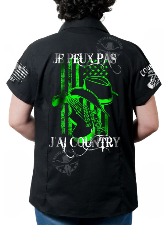 Chemise danse country femme "Je peux pas, j’ai Country" LAST REBELS - Impression dos
