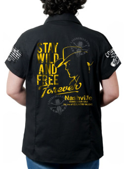 Chemise country femme "Cowboy Sauvage & Libre" LAST REBELS - Impression dos