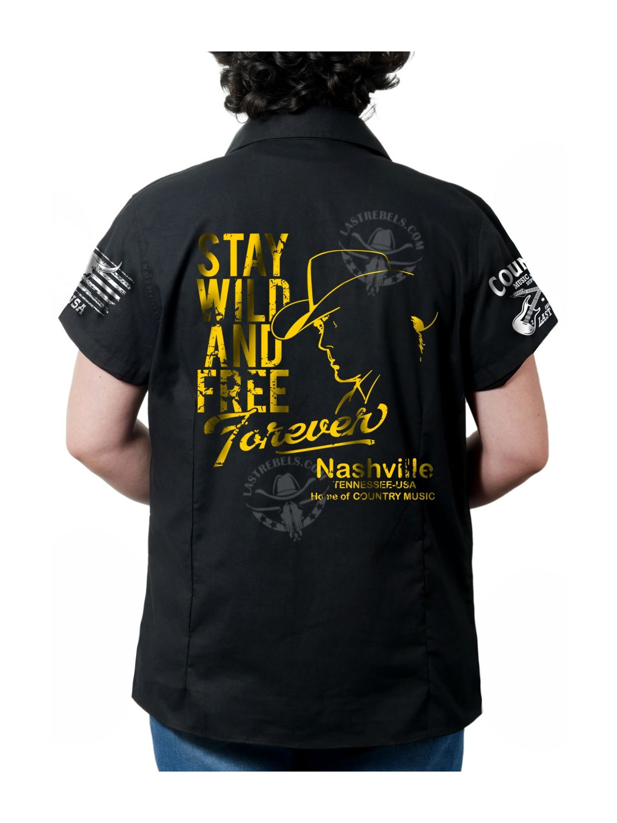 Chemise country femme "Cowboy Sauvage & Libre" LAST REBELS - Impression dos