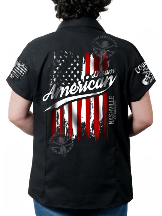 Chemise danse country femme "Rêvons d’Amérique" LAST REBELS - Impression dos