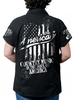 Chemise country femme "Country Music, Âme de l’Amérique" LAST REBELS - Impression dos