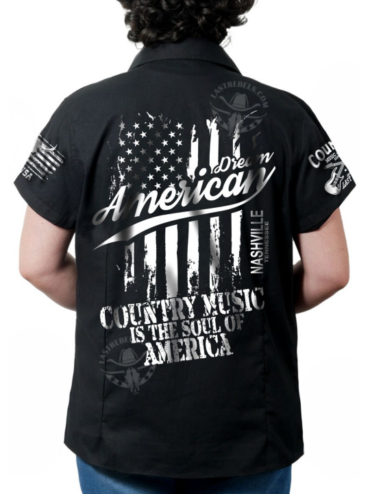 Chemise country femme "Country Music, Âme de l’Amérique" LAST REBELS - Impression dos