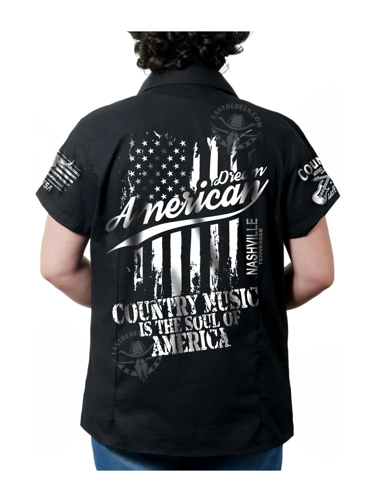 Chemise country femme "Country Music, Âme de l’Amérique" LAST REBELS - Impression dos