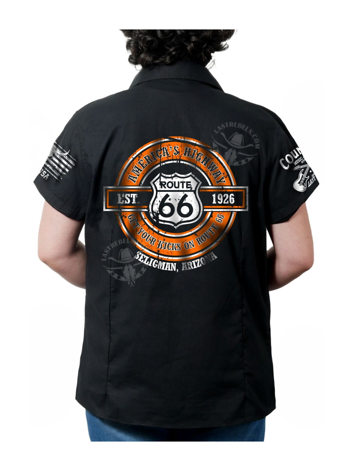 Chemise country femme "Route 66 Get Your Kicks" LAST REBELS - Impression dos