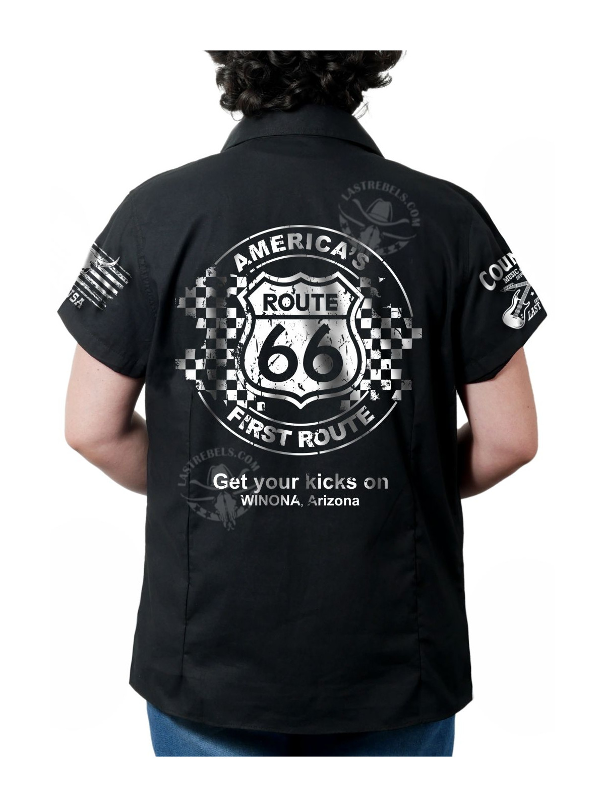 Chemise danse country femme "Route 66 First Route" LAST REBELS - Impression dos
