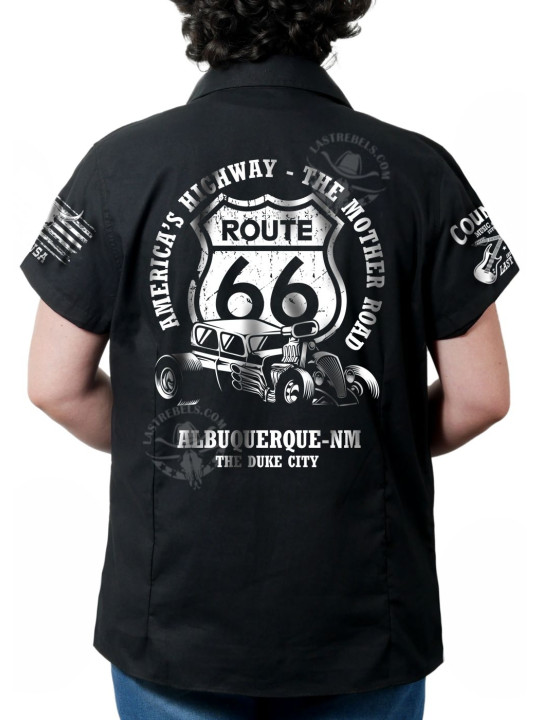 Chemise country femme "Route 66 First Highway" LAST REBELS - Impression dos