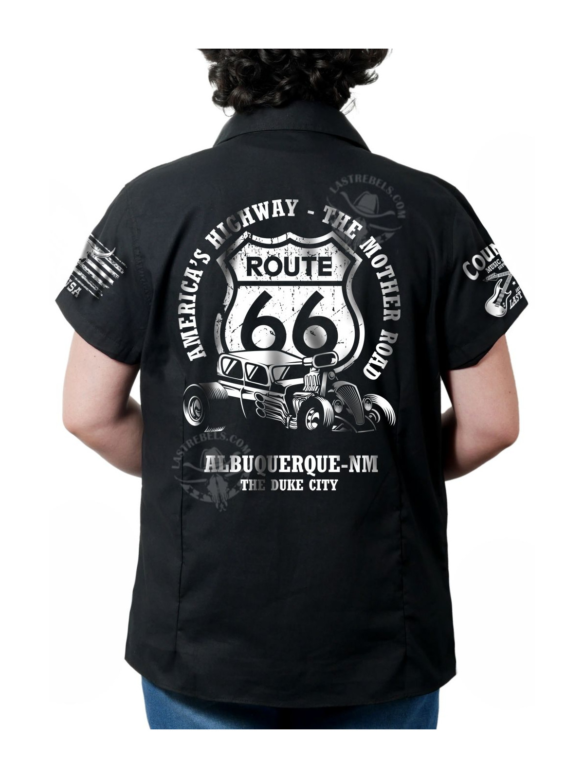Chemise country femme "Route 66 First Highway" LAST REBELS - Impression dos