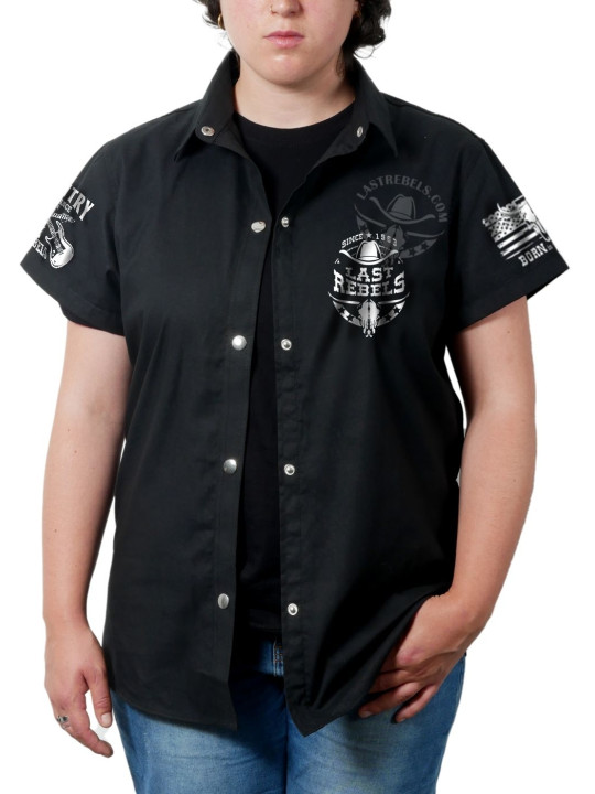 Chemise country femme "Cowboy Boots & Hat USA" LAST REBELS - Vue de face