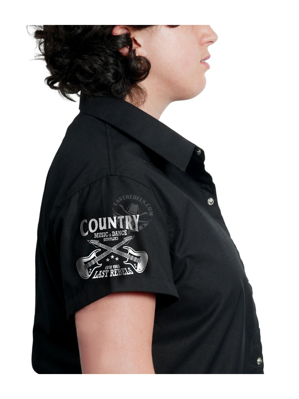 Chemise country femme "Cowboy Boots & Hat USA" LAST REBELS - Manche droite