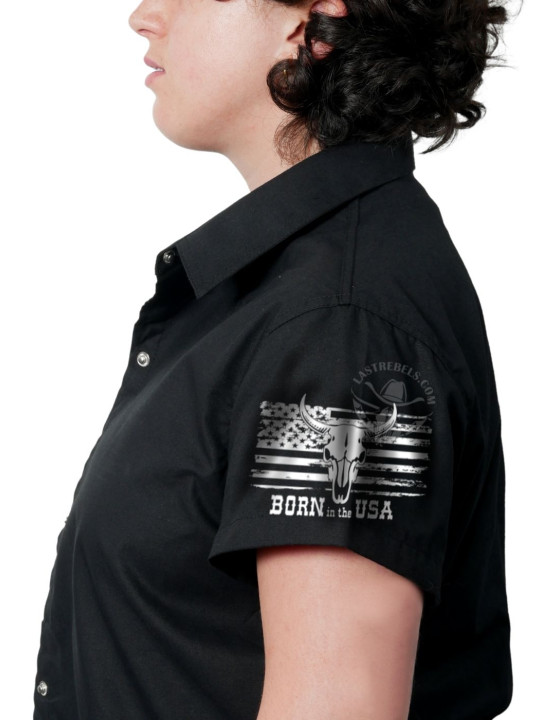 Chemise country femme "Country Music, Âme de l’Amérique" LAST REBELS - Manche gauche