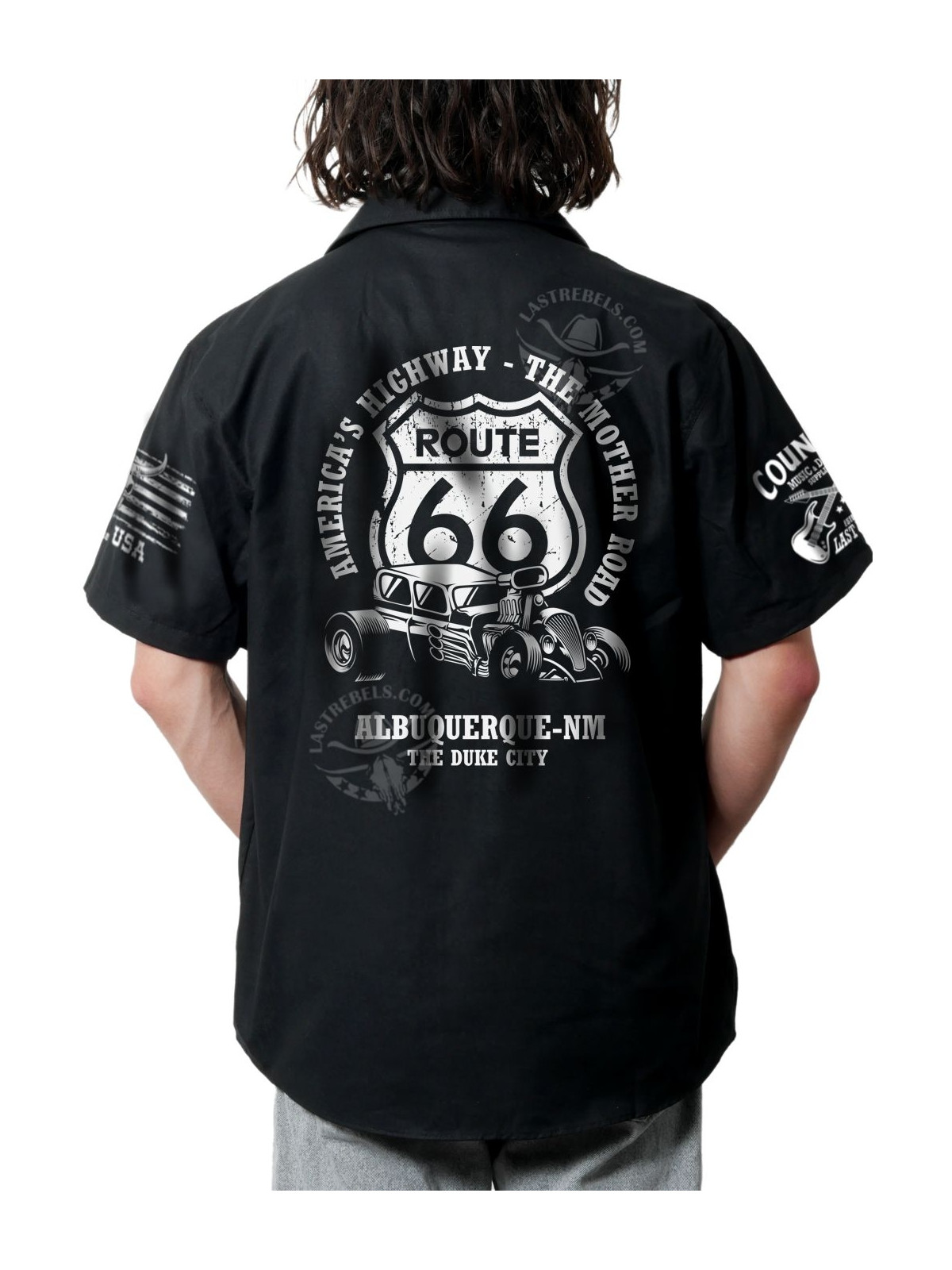 Chemise Danse Country Homme "Route 66 - The Mother Road" - LAST REBELS - Impression dos