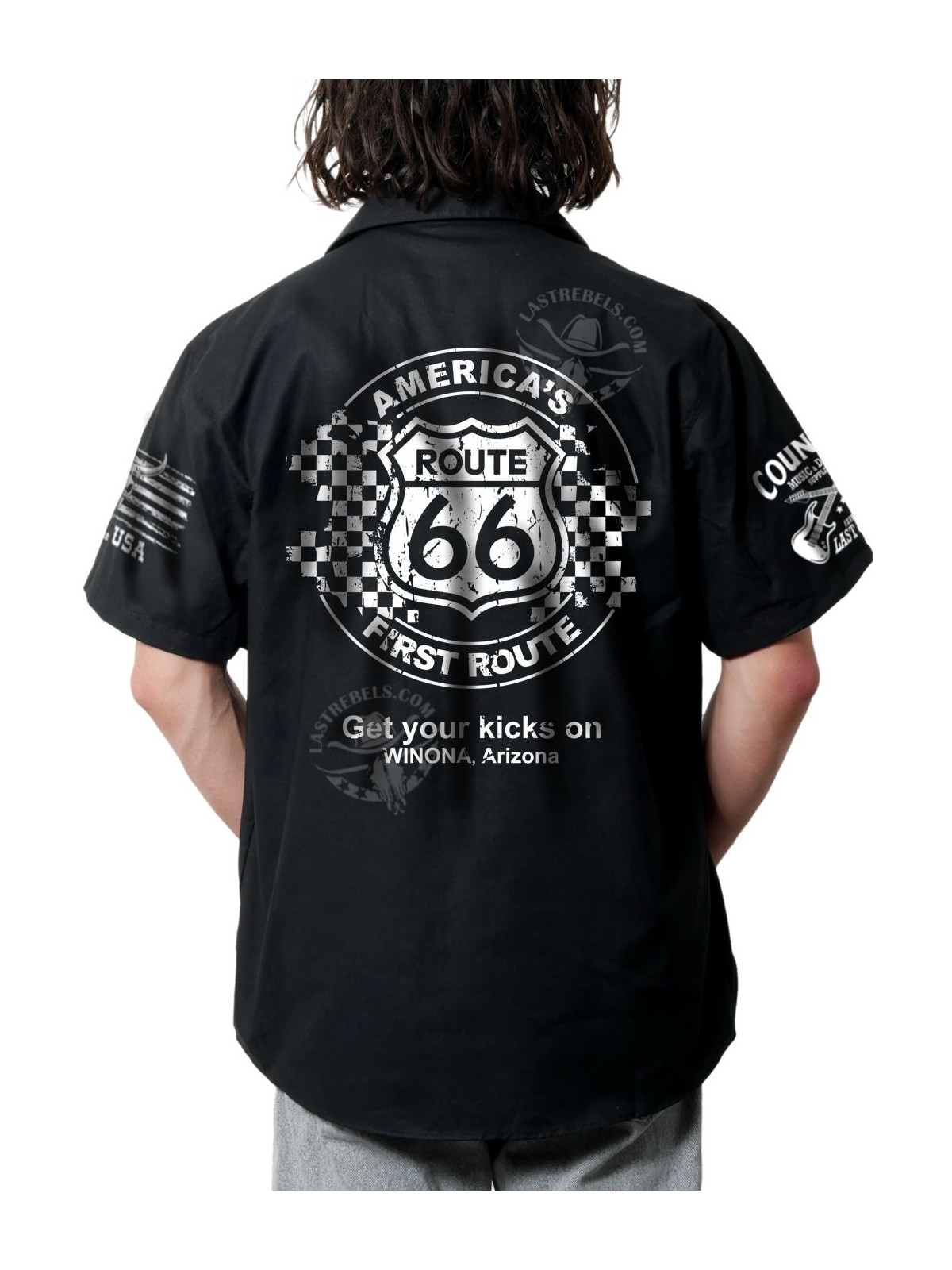 Chemise Danse Country Homme "Route 66 - America's First Route" - LAST REBELS - Impression dos