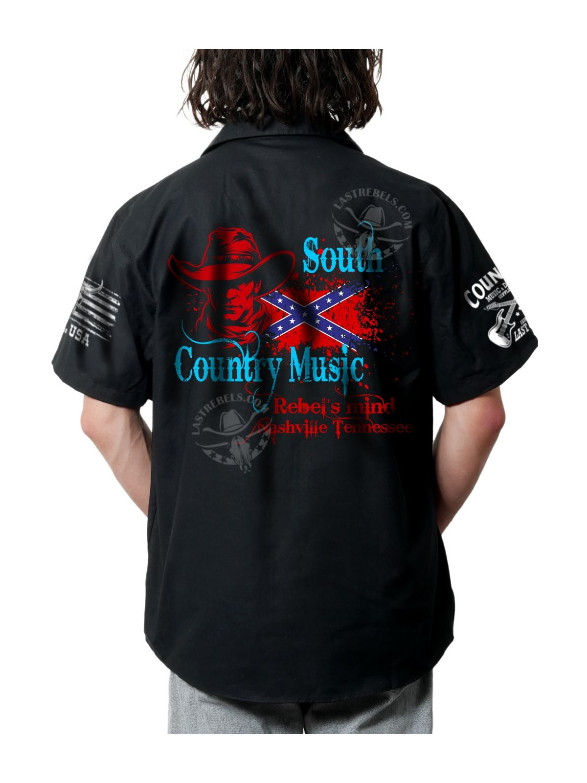 Chemise Danse Country Homme "South Country Music - L'Esprit du Sud" - LAST REBELS - Impression dos