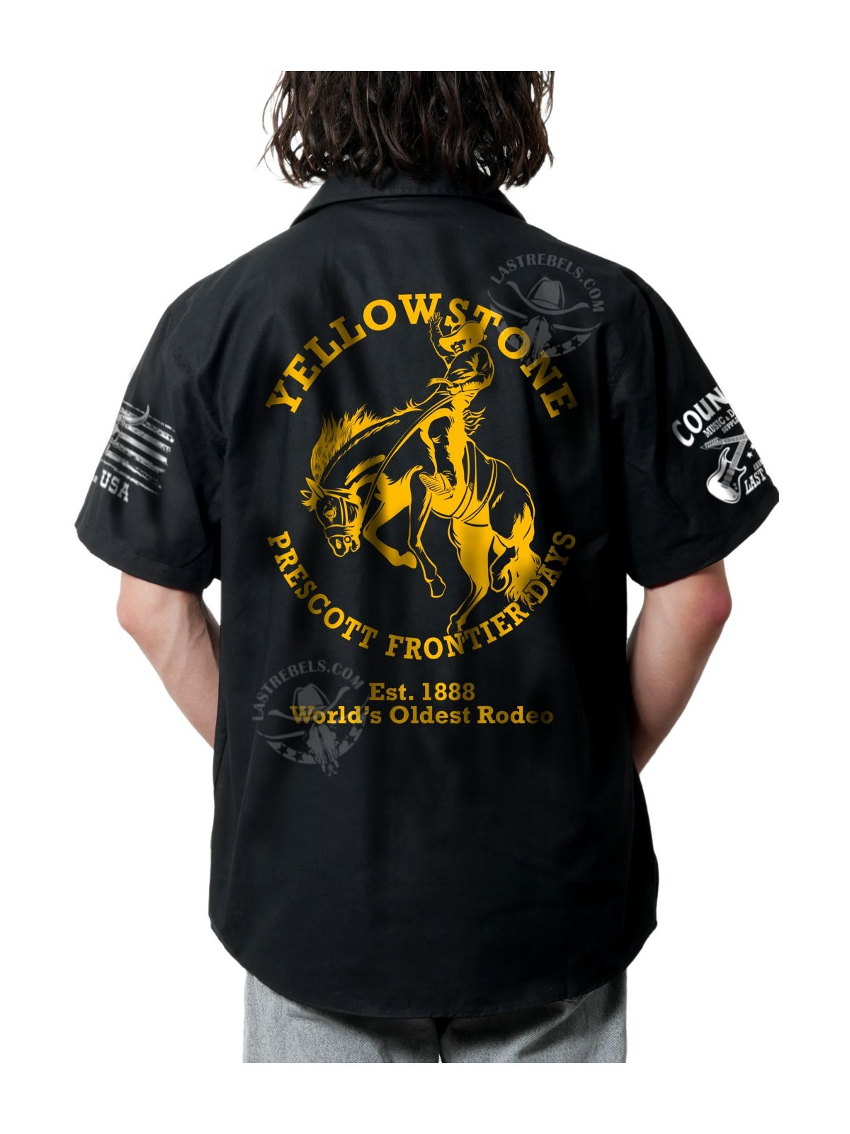 Chemise Danse Country Homme "Yellowstone Rodéo de Prescott" - LAST REBELS - Impression dos