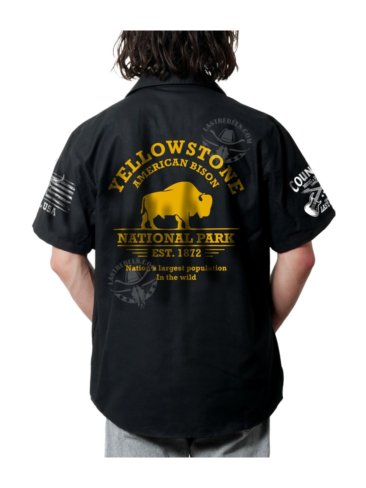 Chemise Danse Country Homme "Yellowstone - Réserve de bisons d'Amérique" - LAST REBELS - Impression dos