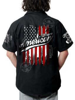 Chemise Danse Country Homme "Rêvons d'Amérique - Drapeau en couleur" - LAST REBELS - Impression dos