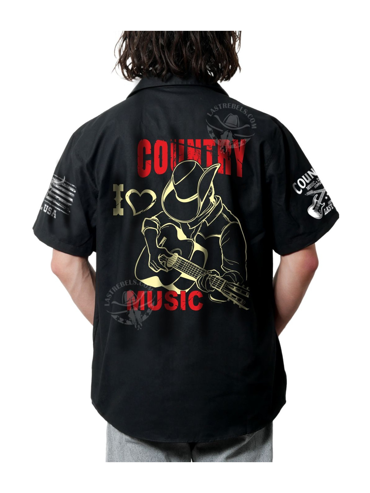 Chemise Danse Country Homme "I ❤ Country Music" - LAST REBELS - impression dos