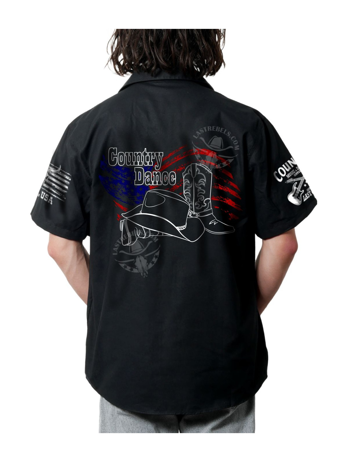 Chemise Danse Country Homme "Bottes & Chapeau - Esprit Western" - LAST REBELS - Impression dos