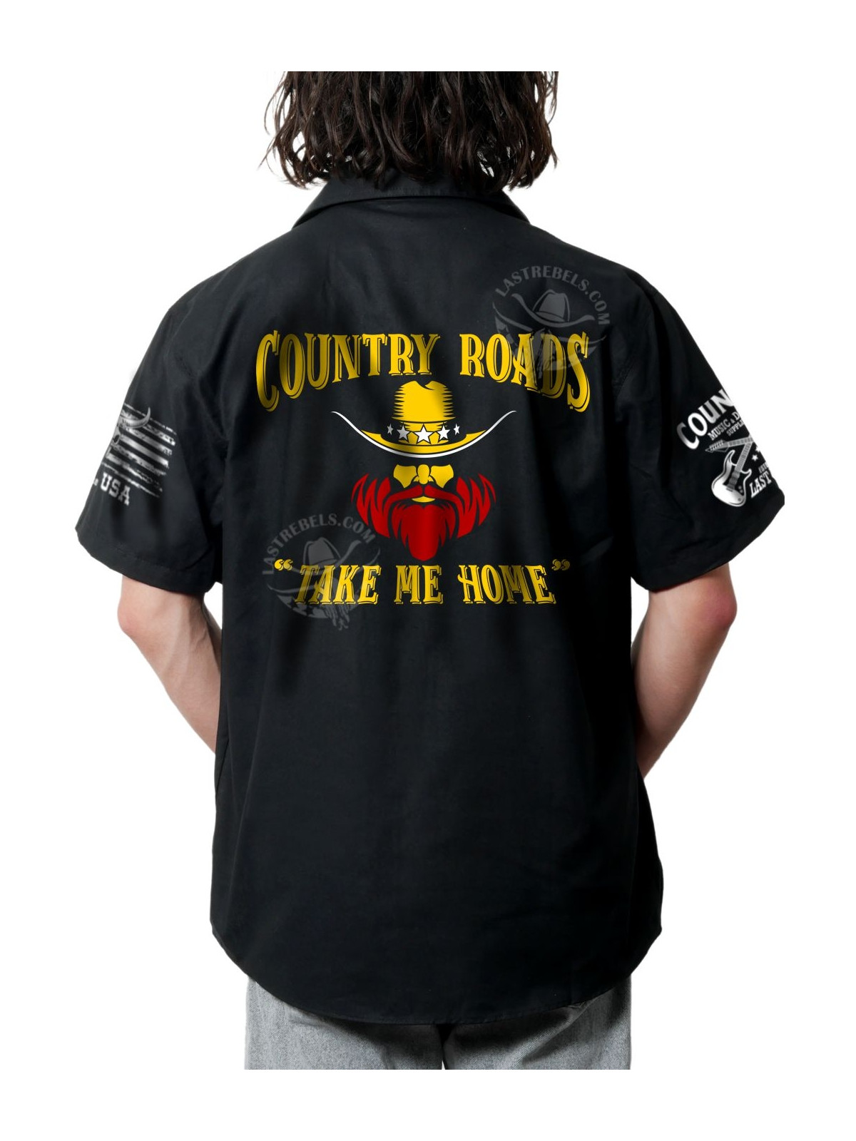 Chemise Danse Country Homme "Country Roads, Take Me Home" - LAST REBELS - Impression dos