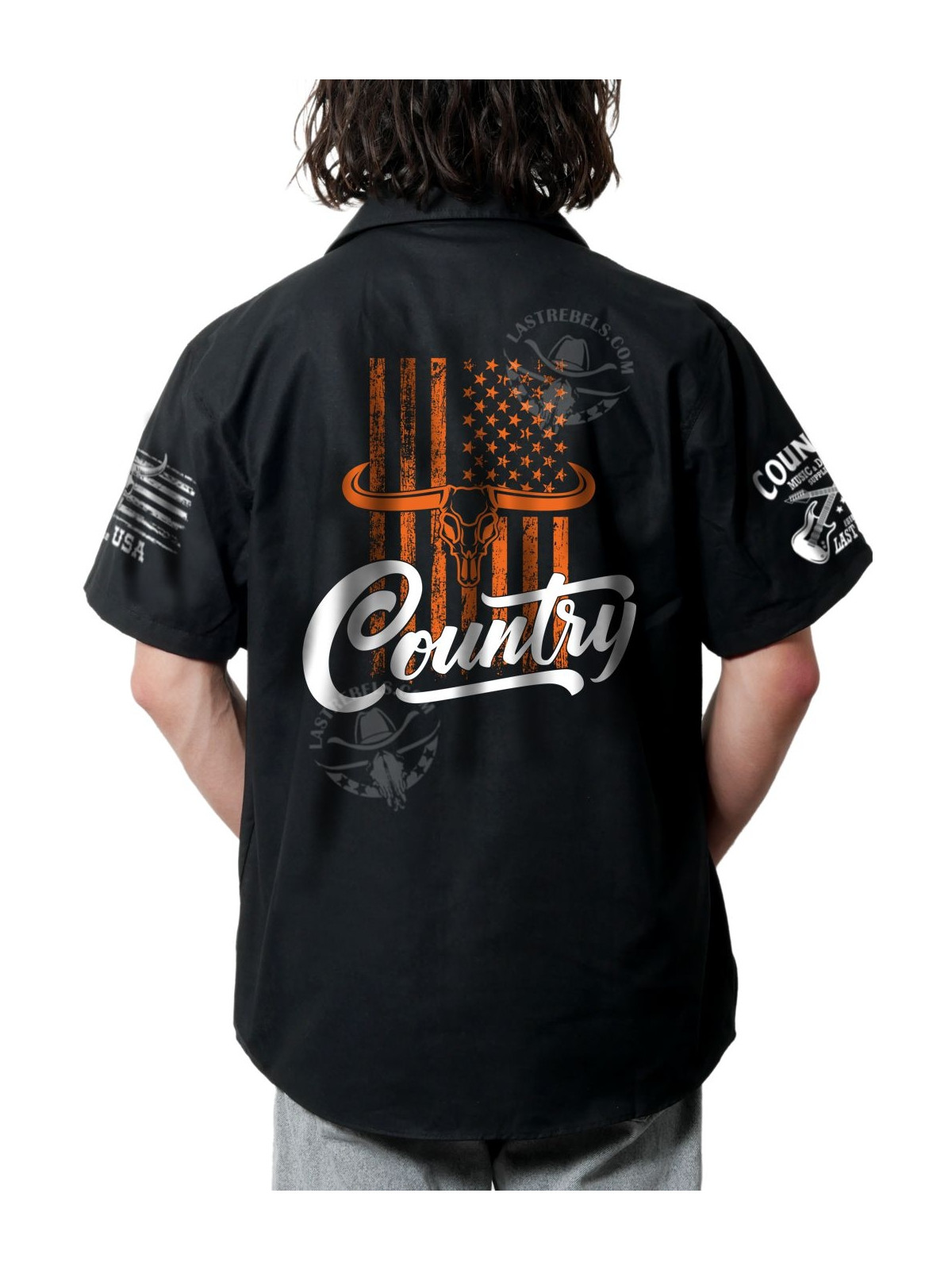 Chemise Danse Country Homme "Long Horn USA" - LAST REBELS - Impression dos