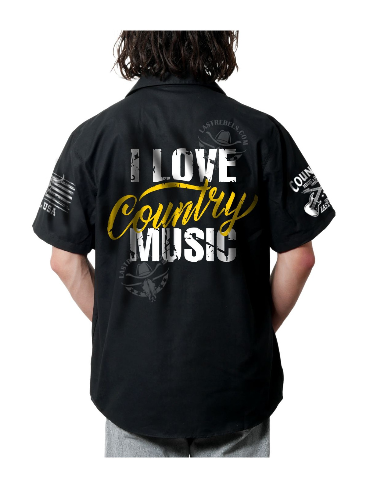 Chemise Danse Country Homme "I Love Country Music" - LAST REBELS - Impression dos