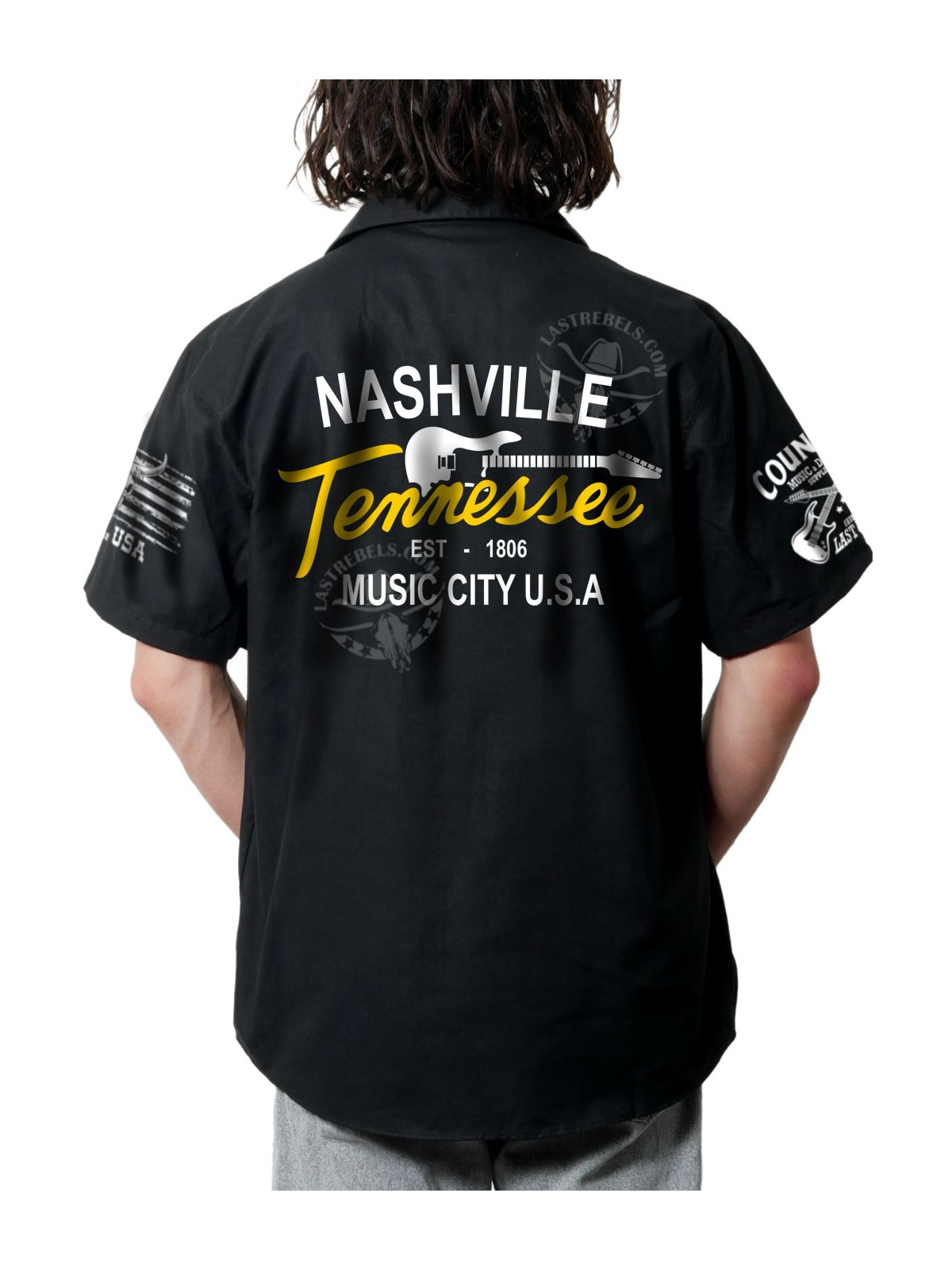 Chemise Danse Country Homme "Nashville Tennessee" - LAST REBELS - Impression dos