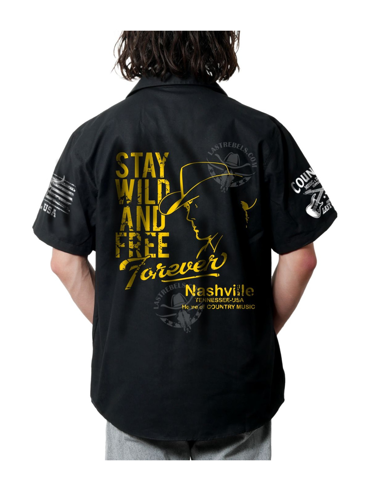 Chemise Danse Country Homme "Cowboy wild and free" - LAST REBELS - Impression dos