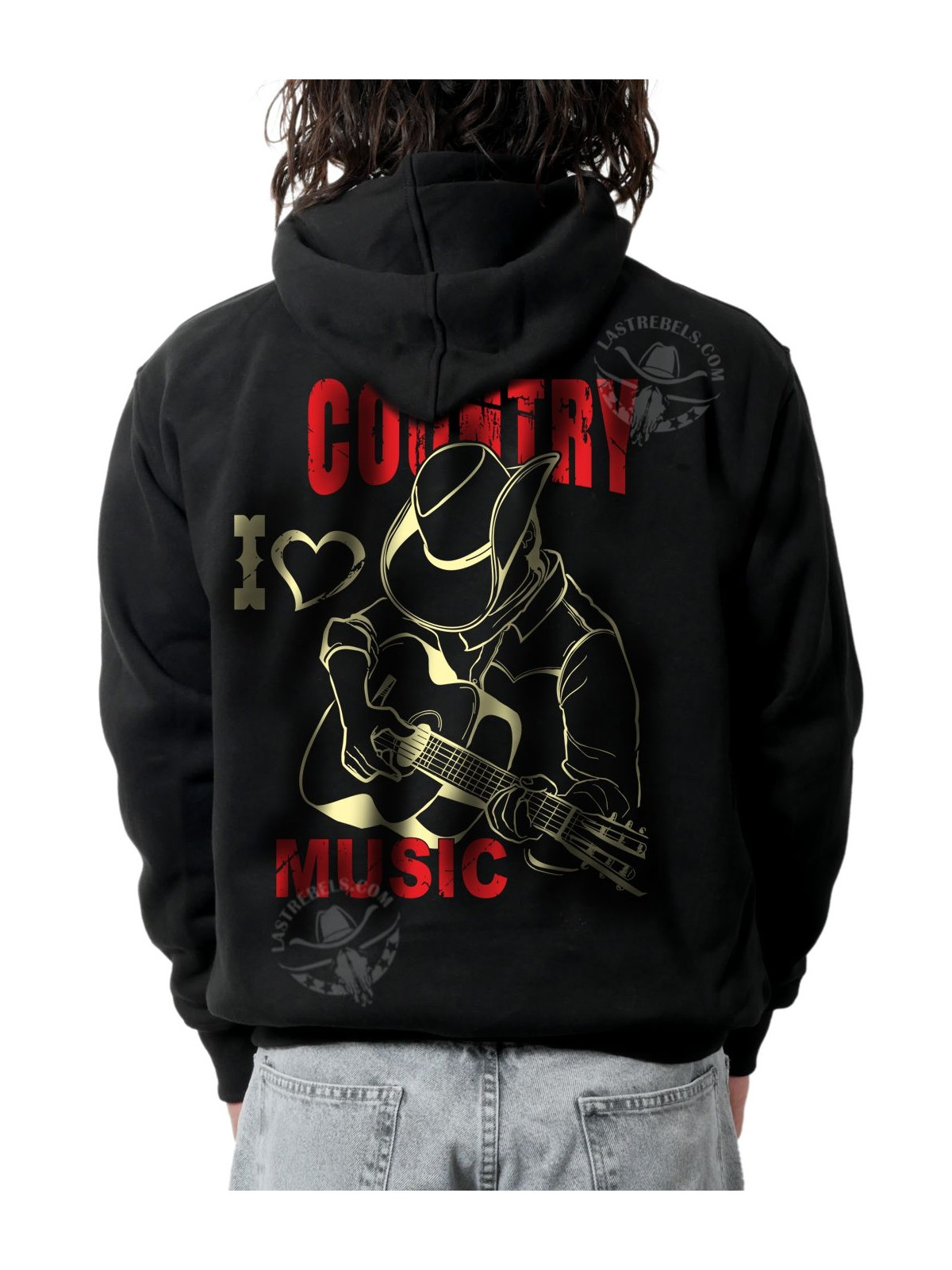 Sweat zippé danse-country homme "I ❤ Country Music" – LAST REBELS - Impression dos