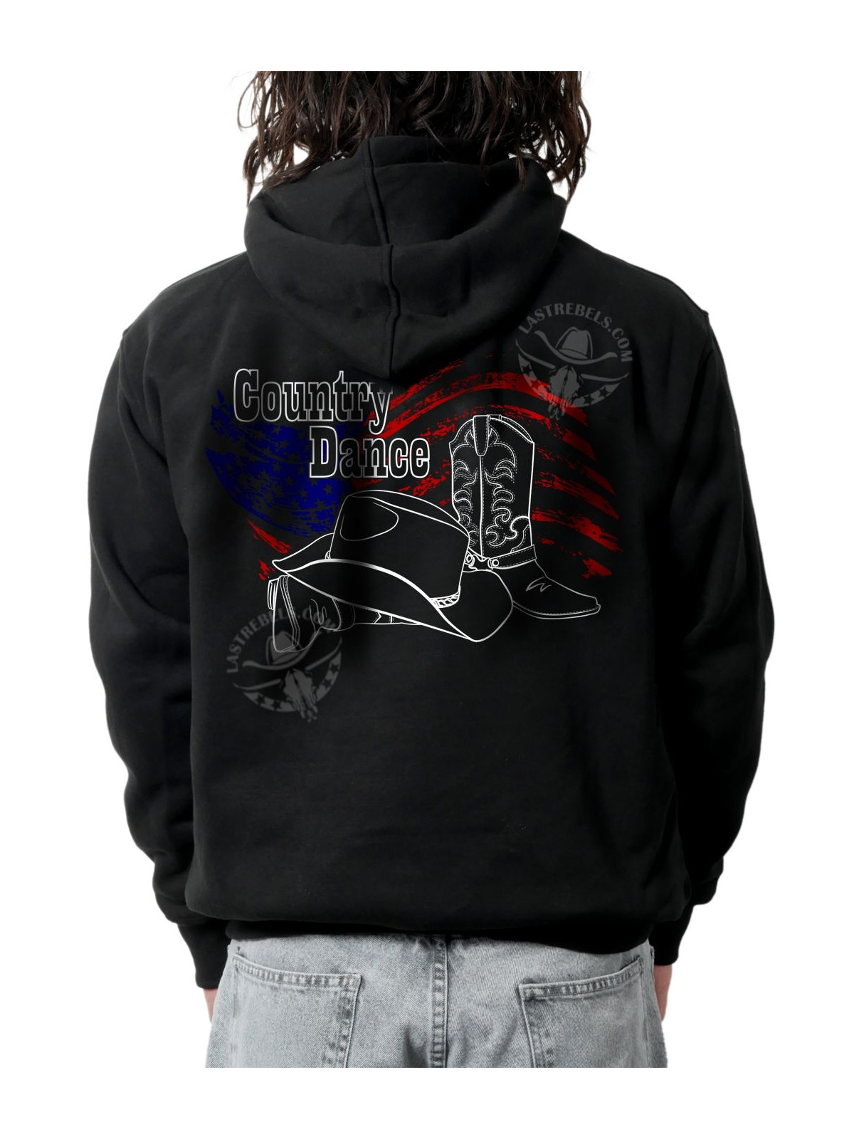 Sweat zippé danse-country homme Country Dance & USA – LAST REBELS - impression dos