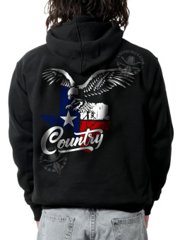 Sweat zippé danse-country homme aigle & drapeau Texas – LAST REBELS - Impression dos