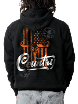 Sweat zippé danse-country homme Long Horn & USA – LAST REBELS - Impression dos