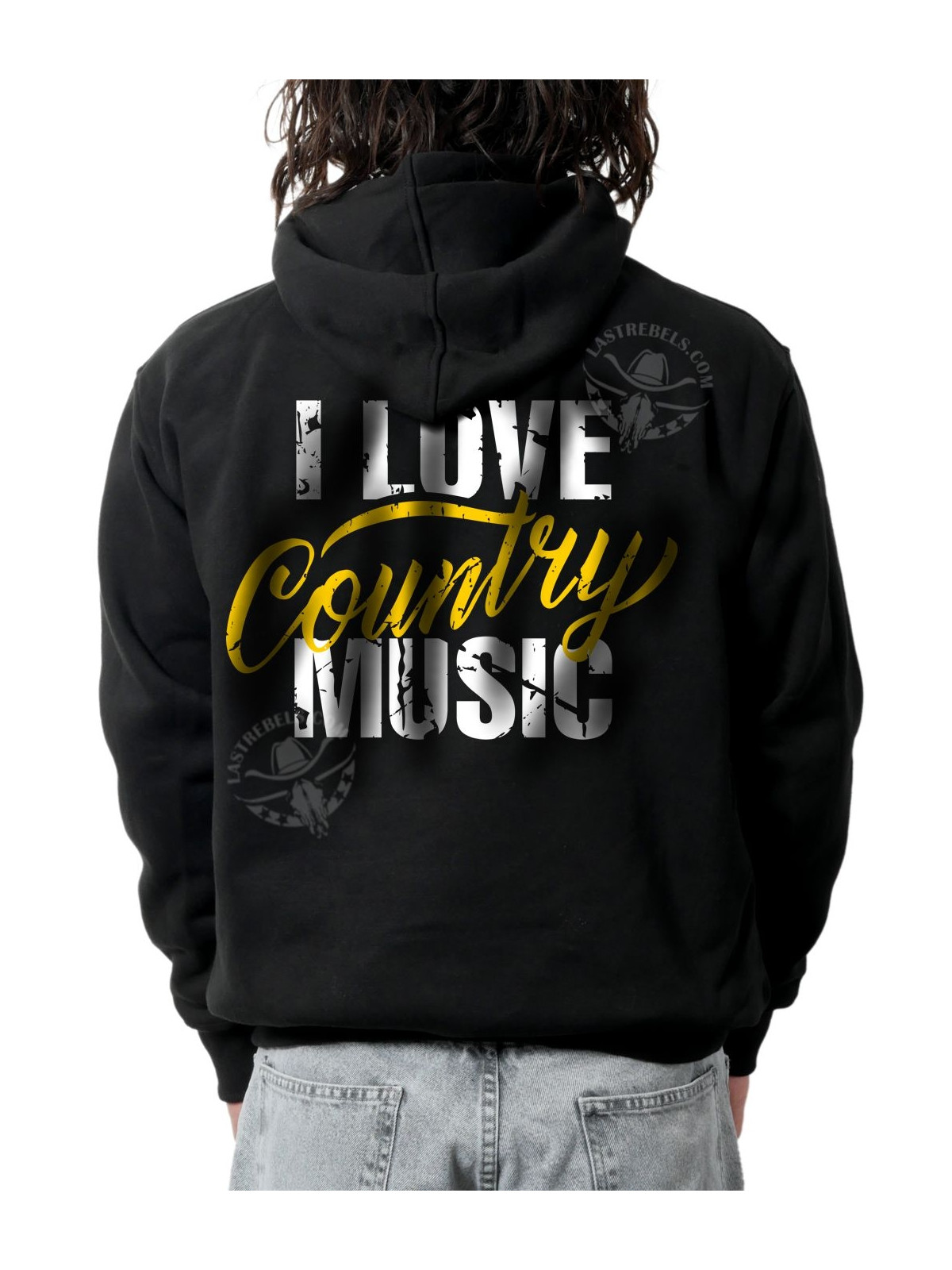 Sweat zippé danse-country homme I Love Country Music – LAST REBELS - Impression dos