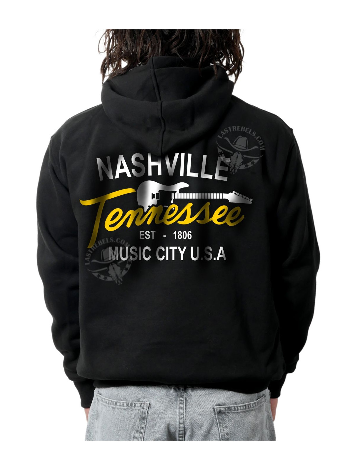 Sweat zippé danse-country homme Nashville Tennessee – LAST REBELS - Impression dos