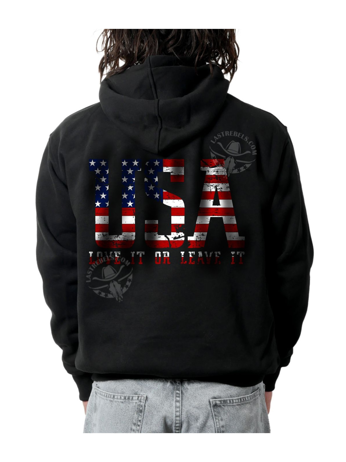 Sweat zippé danse-country homme USA – L’Amérique, tu l’aimes – LAST REBELS - Impression dos