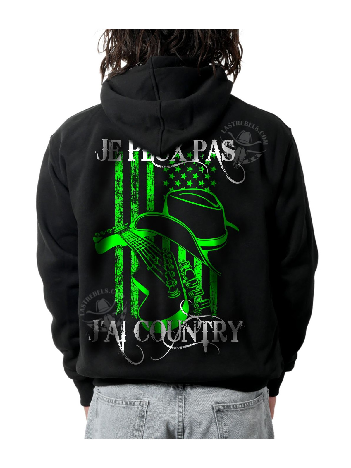 Sweat zippé danse-country homme Je peux pas, j’ai Country – LAST REBELS - Impression dos