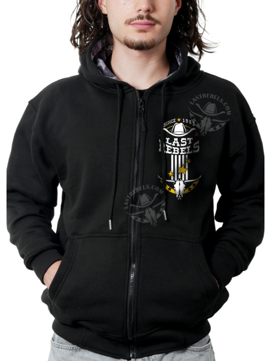Sweat zippé danse-country homme Cowboy indomptable – LAST REBELS - Vue de face Sweat zippé danse-country homme Cowboy indomptable – LAST REBELS - Vue de face